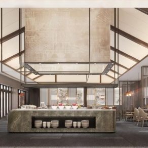 新中式自助餐厅3D模型下载